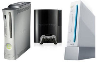 Foto de las consolas de 7ta Gen: Xbox 360, PS3 y Nintendo Wii